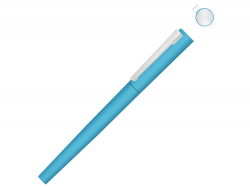Ручка металлическая роллер Brush R GUM soft-touch с зеркальной гравировкой, голубой