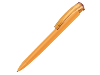 Ручка шариковая трехгранная UMA TRINITY K transparent GUM, soft-touch, охра