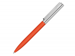 Ручка металлическая шариковая Bright GUM soft-touch с зеркальной гравировкой, оранжевый