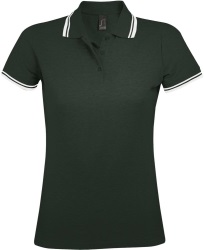 Рубашка поло женская Pasadena Women 200 с контрастной отделкой зеленая с белым, размер L