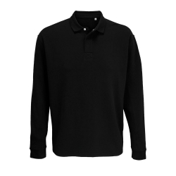 Рубашка поло оверсайз с длинным рукавом Heritage, черная, размер XL