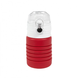 Бутылка для воды складная с карабином SPRING; красная, 550/250 мл, силикон