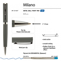 Ручка шариковая автоматическая MILANO,  серый