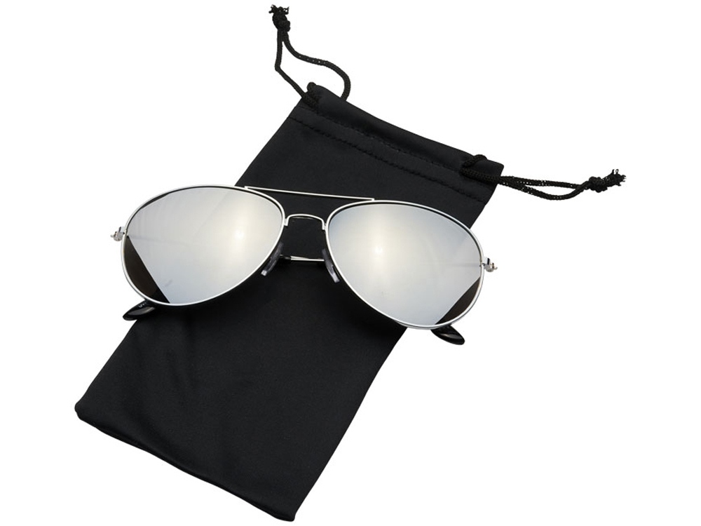 Солнечные очки Aviator с цветными зеркальными линзами, серебристый