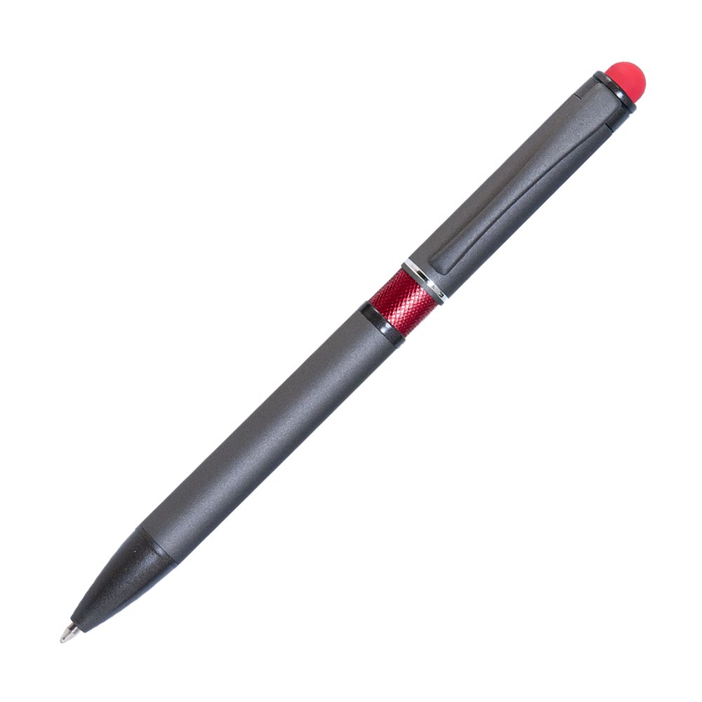 Шариковая ручка, IP Chameleon, цвет.база под лазерную гравировку, нажимной. мех-м, корпус-металл.,красный, сил. стилус, в упаковке
