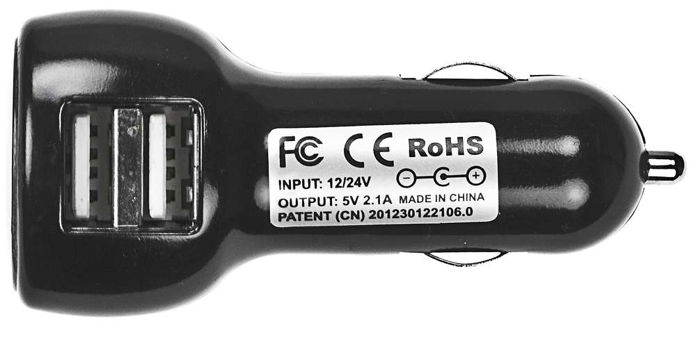 Автомобильное зарядное устройство с подсветкой Logocharger, черное