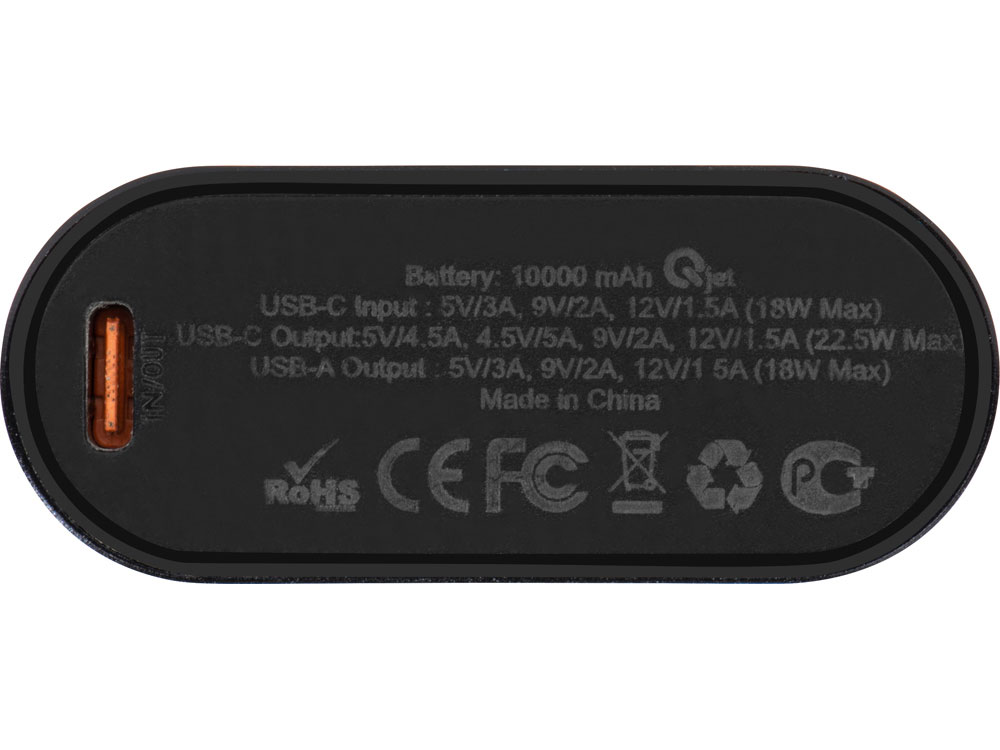 Внешний аккумулятор с QC/PD Qwik, 10000 mah, черный (Р)