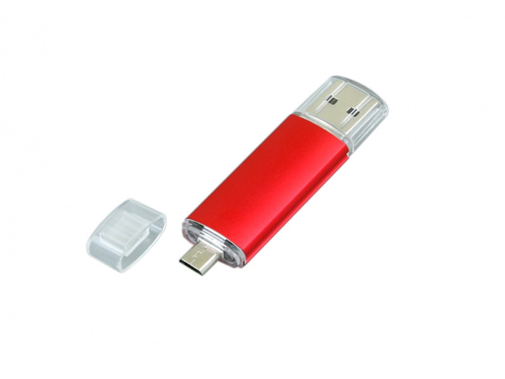 USB-флешка на 32 Гб.c дополнительным разъемом Micro USB, красный