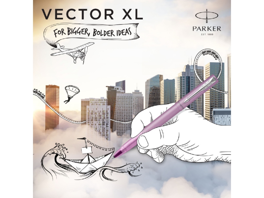 Ручка-роллер Parker Vector  XL Lilac CT, цвет чернил black, стержень: F, в подарочной упаковке.