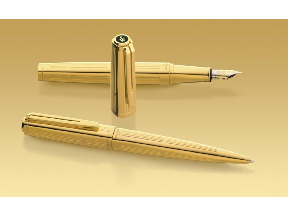 Перьевая ручка Waterman Exception Solid Gold, цвет: Gold (золото),  перо: M, перо: золото 18К