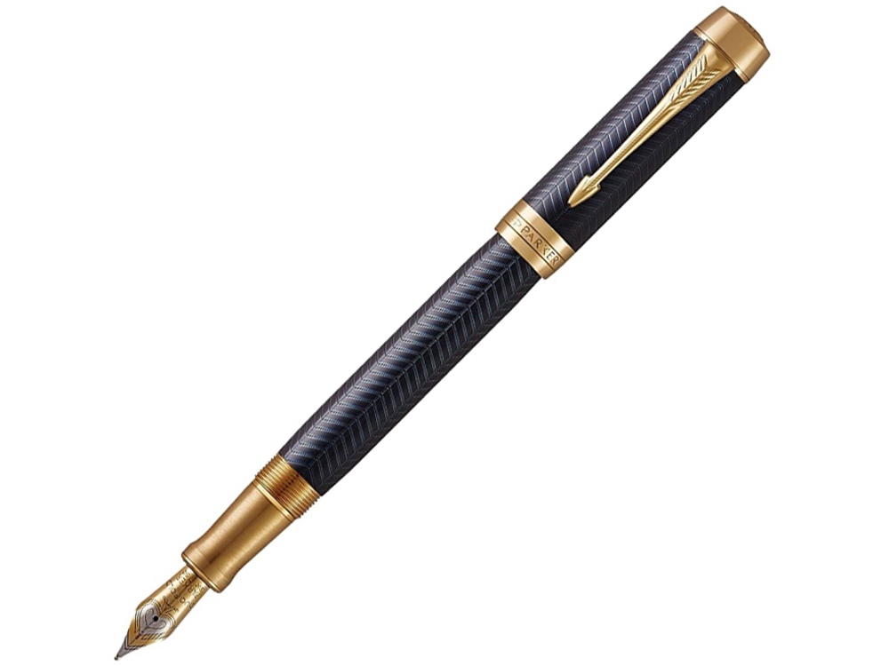 Перьевая ручка Parker Duofold Prestige Centennial, Blue Chevron GT Foutain Pen Medium, перо:M , цвет чернил: black, в подарочной упаковке.