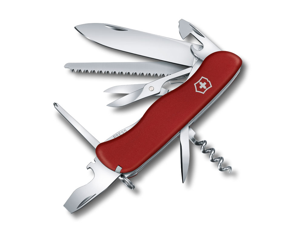 Нож перочинный VICTORINOX Outrider, 111 мм, 14 функций, с фиксатором лезвия, красный