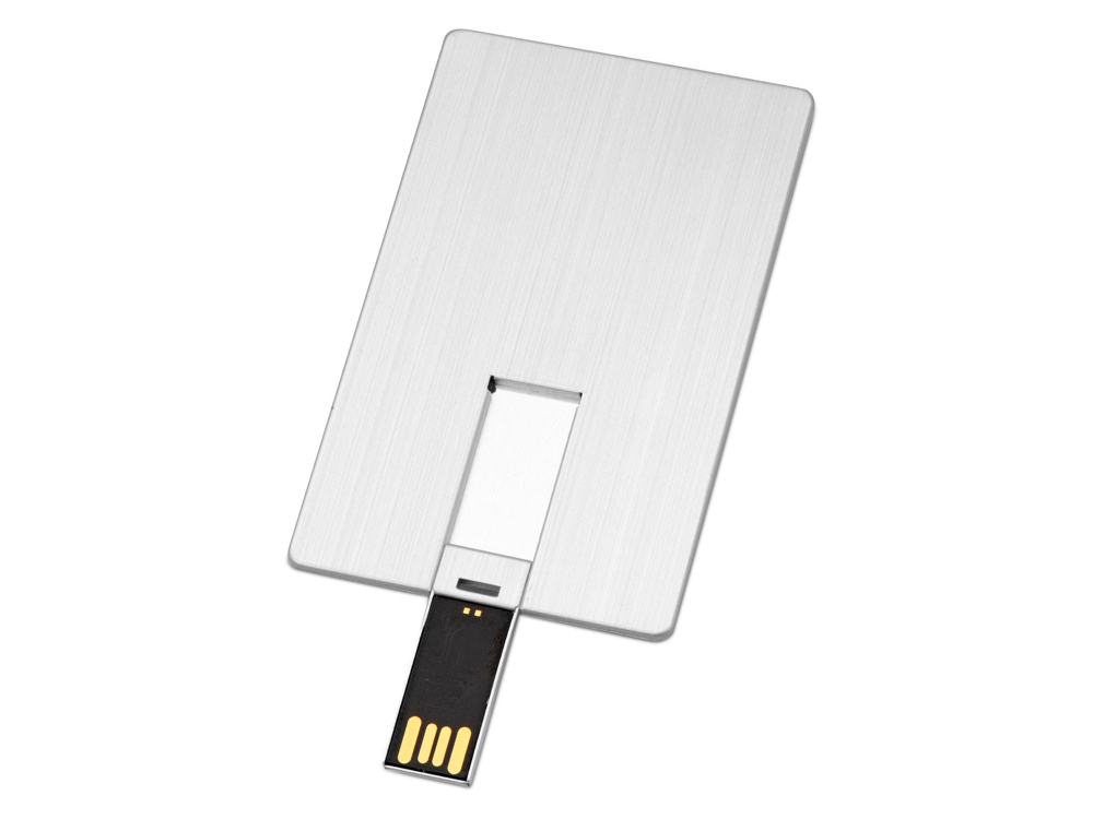 Флеш-карта USB 2.0 64 Gb в виде металлической карты Card Metal, серебристый