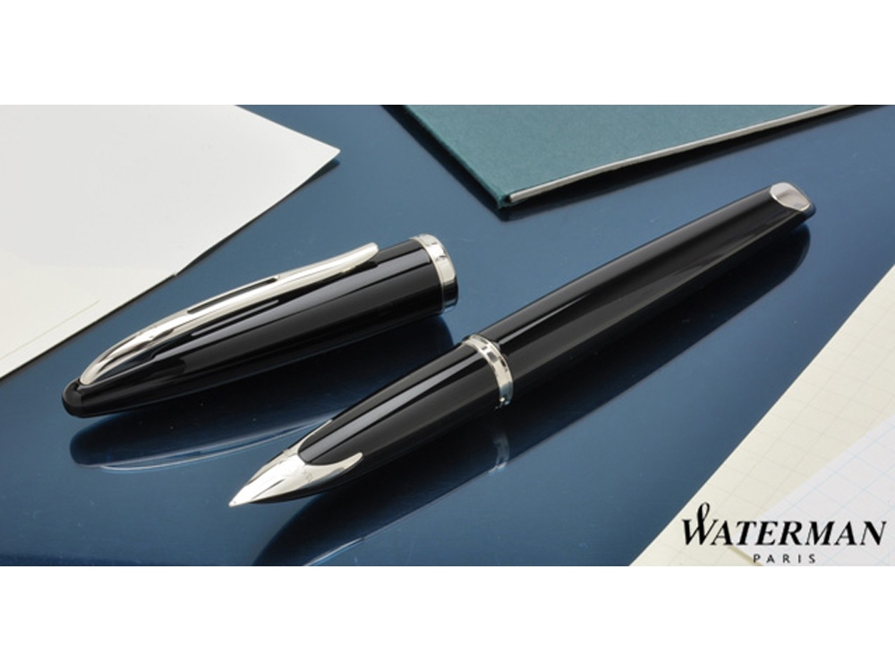 Перьевая ручка Waterman Carene, цвет: Black ST, перо: F или М чернила: blue