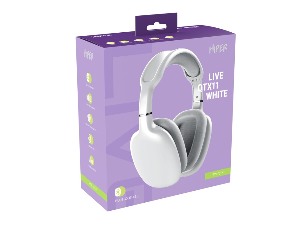 HIPER Наушники накладные Bluetooth HIPER Live белый HTW-QTX11