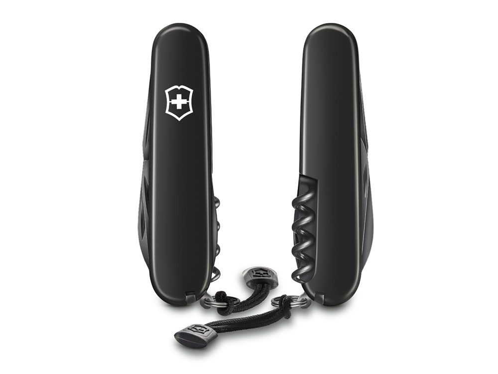 Нож перочинный VICTORINOX Spartan Onyx Black, 91 мм, 12 функций, чёрный, со шнурком в комплекте