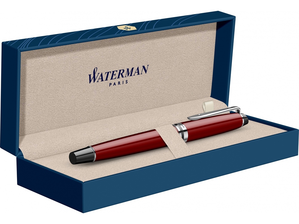 Ручка-роллер Waterman Expert Dark Red Lacquer CT Black, стержень: Fblk