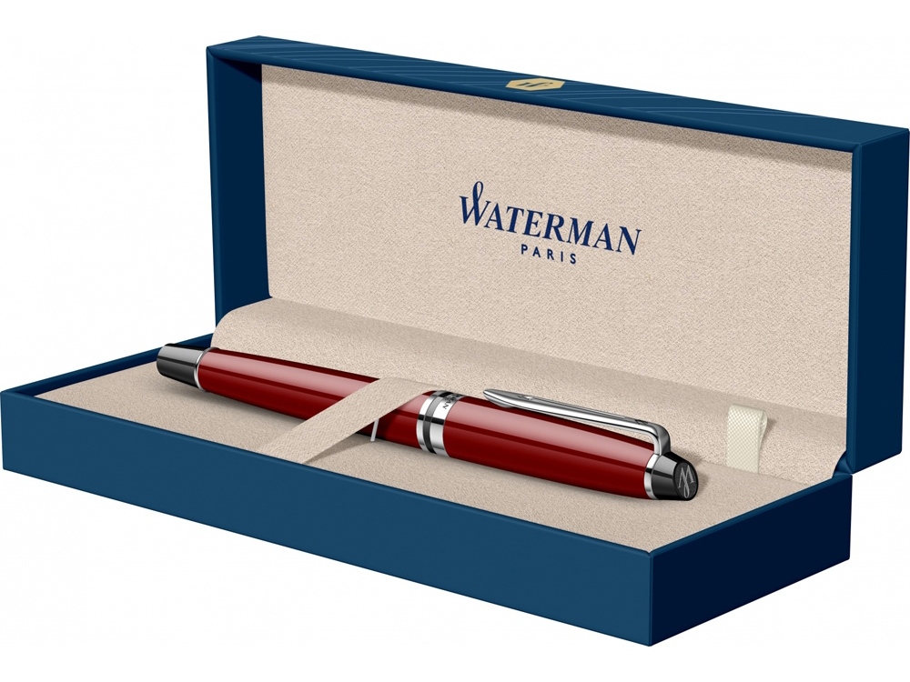 Ручка-роллер Waterman Expert Dark Red Lacquer CT Black, стержень: Fblk