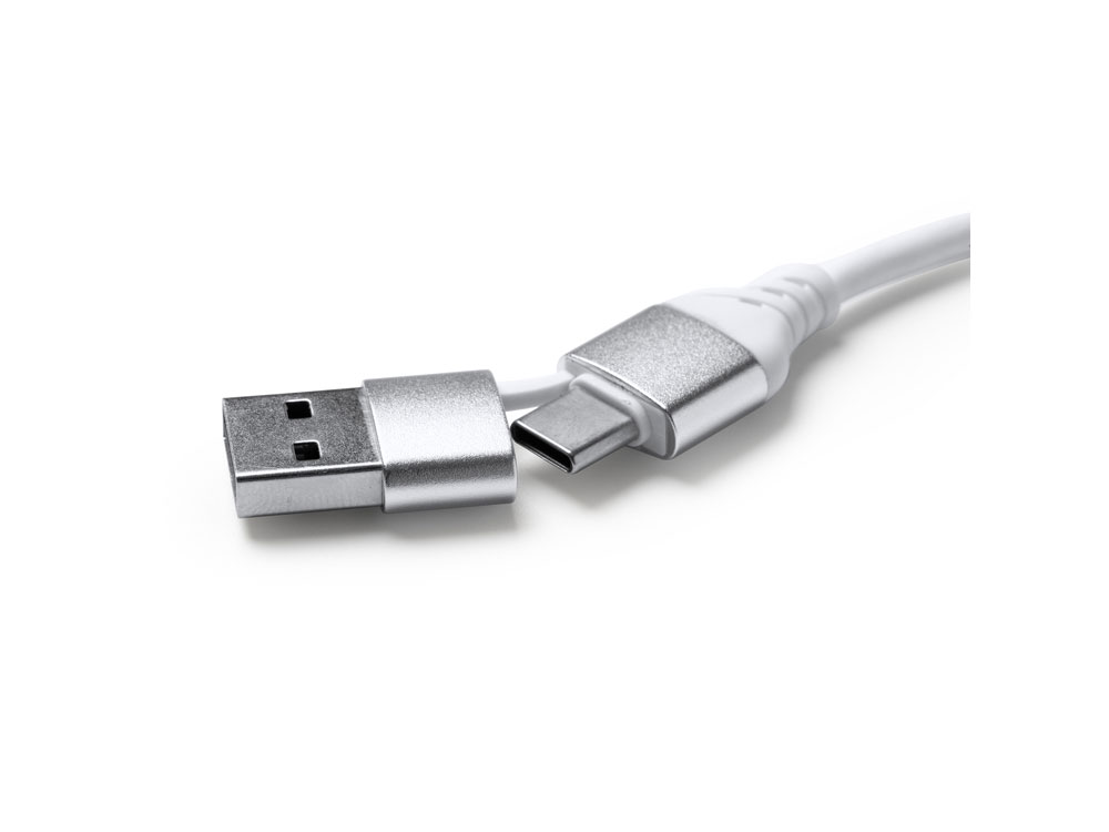 USB-хаб BADOC с корпусом из бамбука и ткани RPET, серый меланж