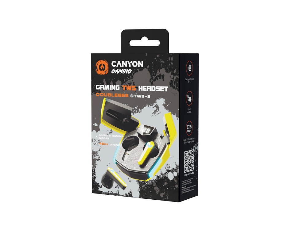 Игровая гарнитура Canyon DoubleBee GTWS-2, желтый (CND-GTWS2Y)