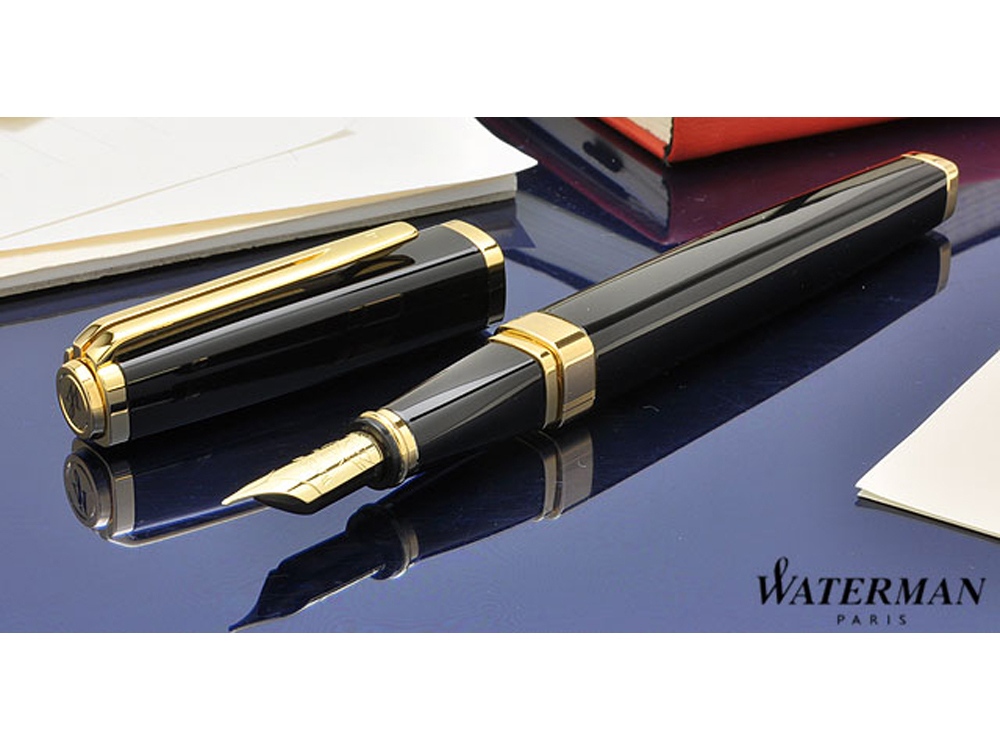 Перьевая ручка Waterman Exception, цвет: Slim Black GT, перо: F