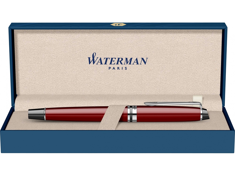 Ручка-роллер Waterman Expert Dark Red Lacquer CT Black, стержень: Fblk