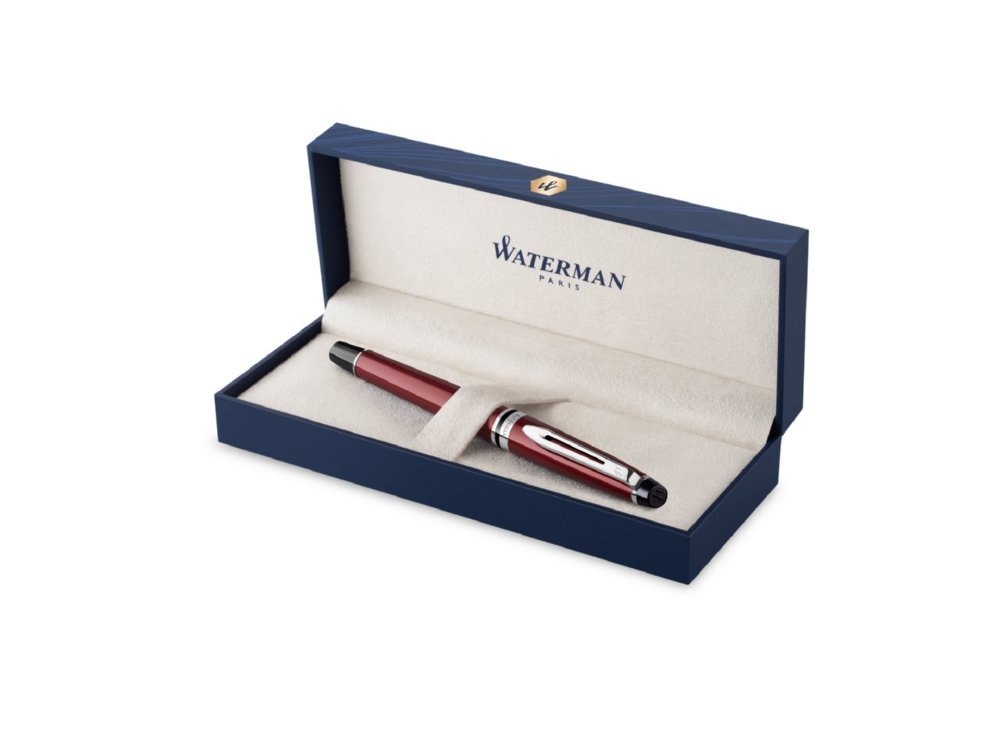 Ручка-роллер Waterman Expert Dark Red Lacquer CT Black, стержень: Fblk