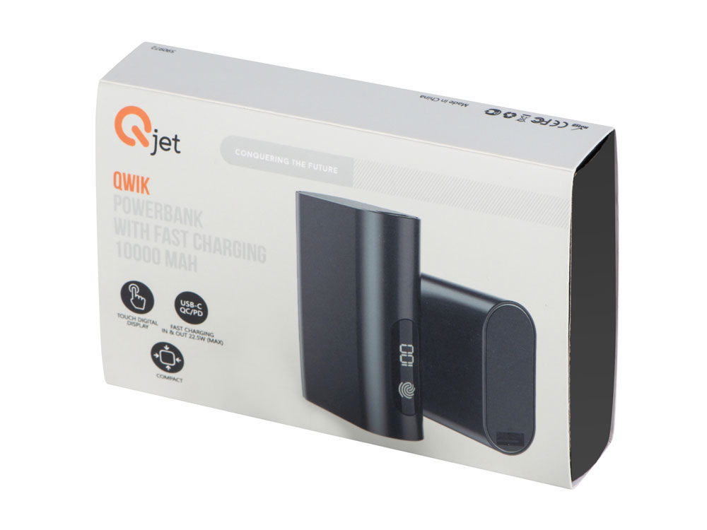 Внешний аккумулятор с QC/PD Qwik, 10000 mah, черный (Р)