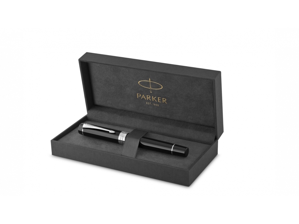 Перьевая ручка Parker Duofold Classic Black CT Centennial Fountain Pen, перо: F, цвет чернил: black, в подарочной упаковке.