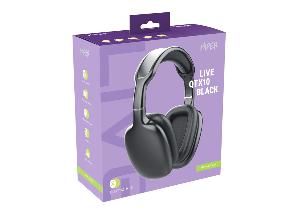 HIPER Наушники накладные Bluetooth HIPER Live черный HTW-QTX10