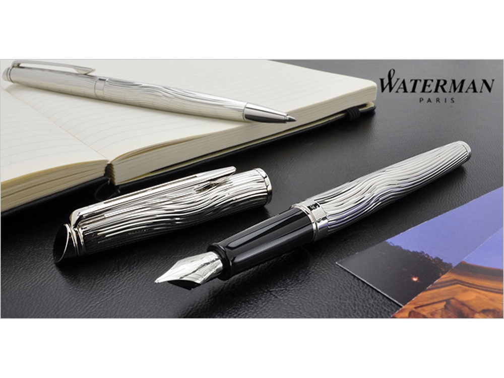 Перьевая ручка Waterman Hemisphere Deluxe , цвет: Metal CT, перо: F