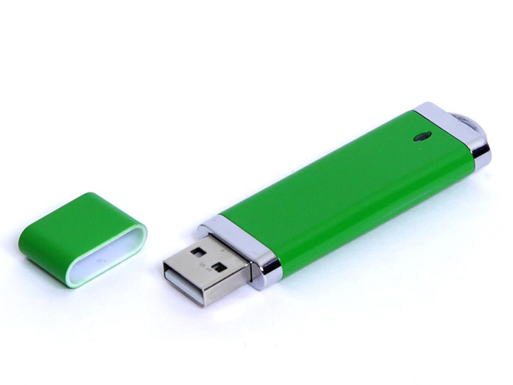 USB-флешка промо на 32 Гб прямоугольной классической формы, зеленый