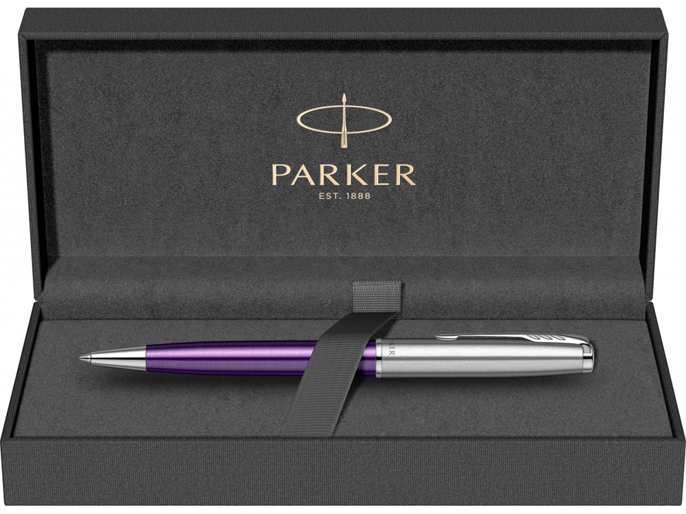 Шариковая ручка Parker Sonnet Essentials Violet SB Steel CT, цвет чернил black, перо: M, в подарочной упаковке.