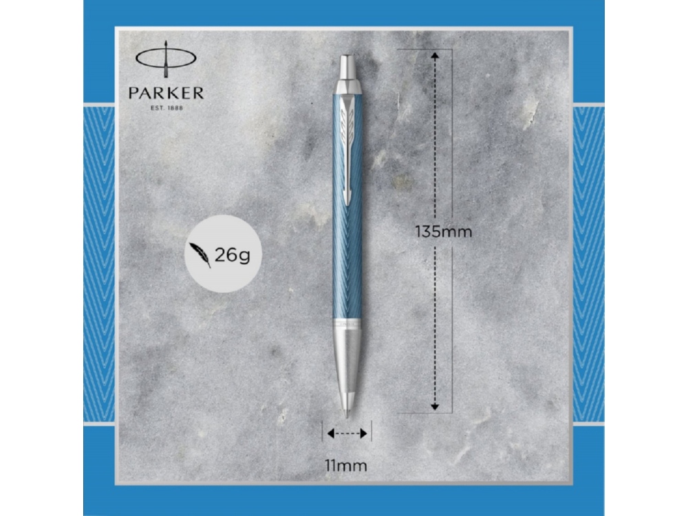 Шариковая ручка Parker IM Premium K318  Blue Grey CT, стержень: M, цвет чернил: blue, в подарочной упаковке.