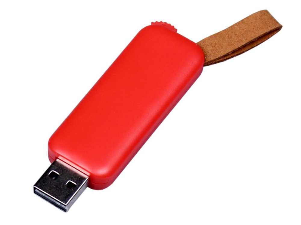 USB-флешка промо на 4 Гб прямоугольной формы, выдвижной механизм, красный