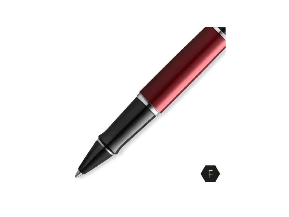 Ручка-роллер Waterman Expert Dark Red Lacquer CT Black, стержень: Fblk