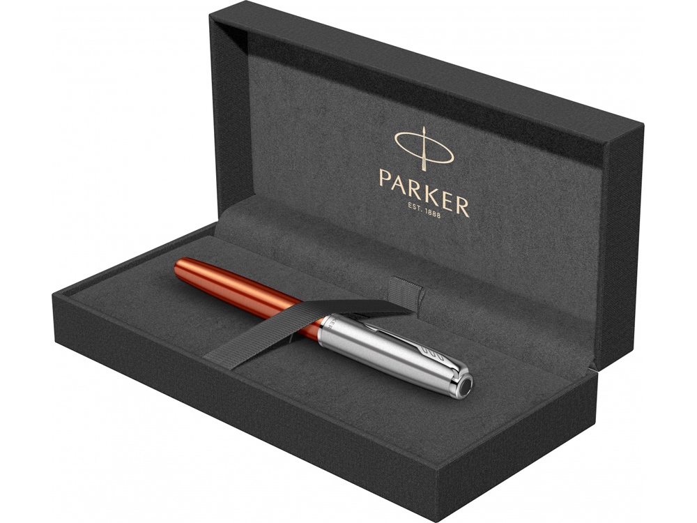 Перьевая ручка Parker Sonnet Essentials Orange SB Steel CT, перо: F, цвет чернил black, в подарочной упаковке.