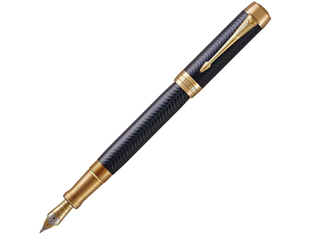 Перьевая ручка Parker Duofold Prestige Centennial, Blue Chevron GT Foutain Pen Fine, перо: F, цвет чернил: black, в подарочной упаковке.