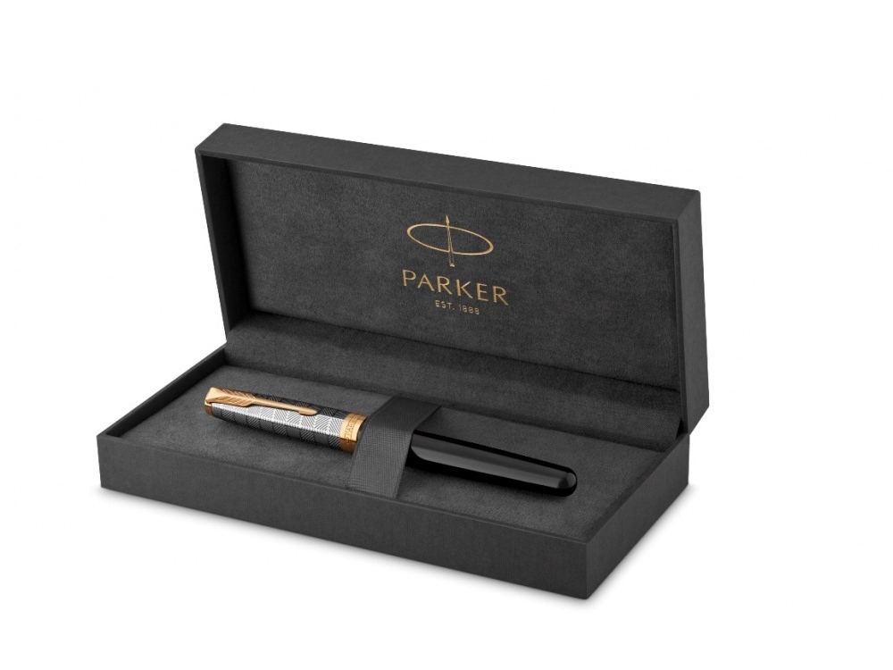 Перьевая ручка Parker Sonnet Premium Refresh BLACK GT, перо 18K, перо: F, цвет чернил black, в подарочной упаковке