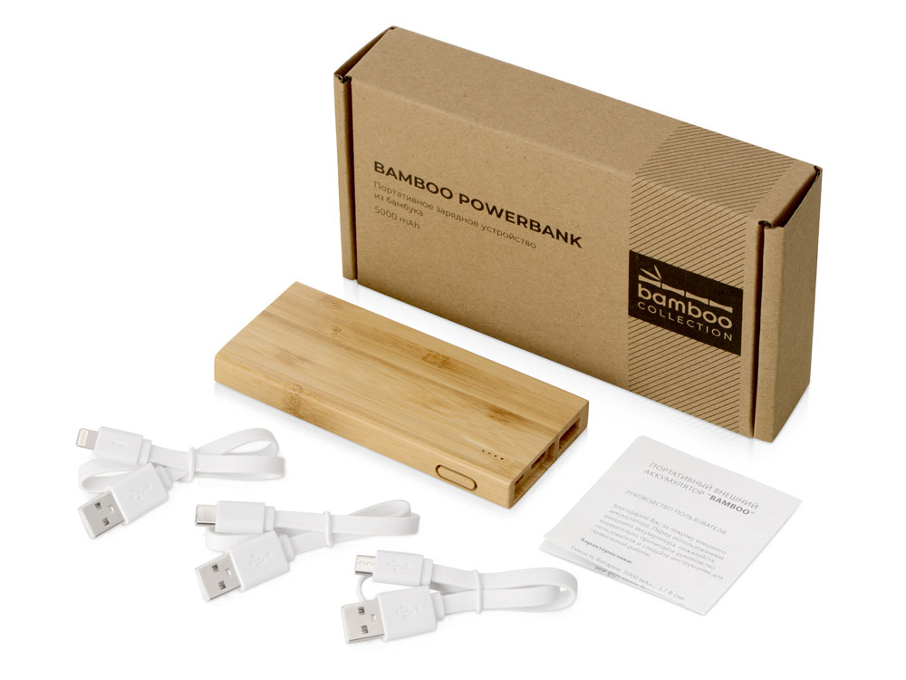 Внешний аккумулятор из бамбука Bamboo, 5000 mAh