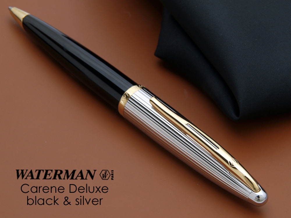 Шариковая ручка Waterman Carene De Luxe, цвет: Black/Silver, стержень: Mblue