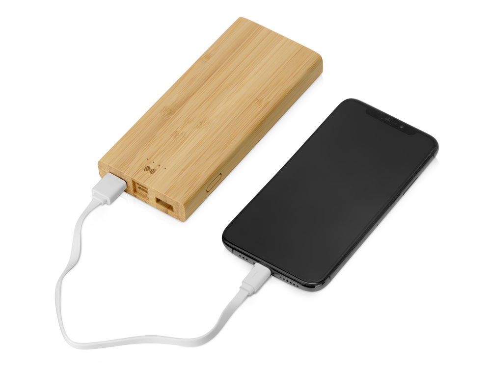 Внешний беспроводной аккумулятор из бамбука Bamboo Air, 10000 mAh