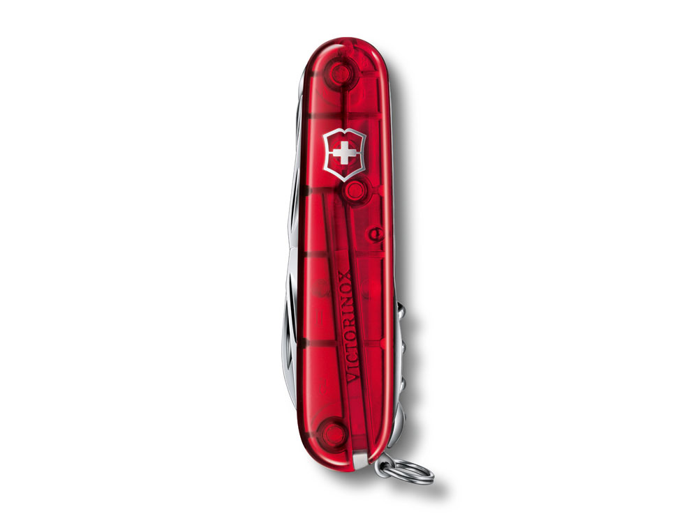 Нож перочинный VICTORINOX Huntsman, 91 мм, 15 функций, полупрозрачный красный