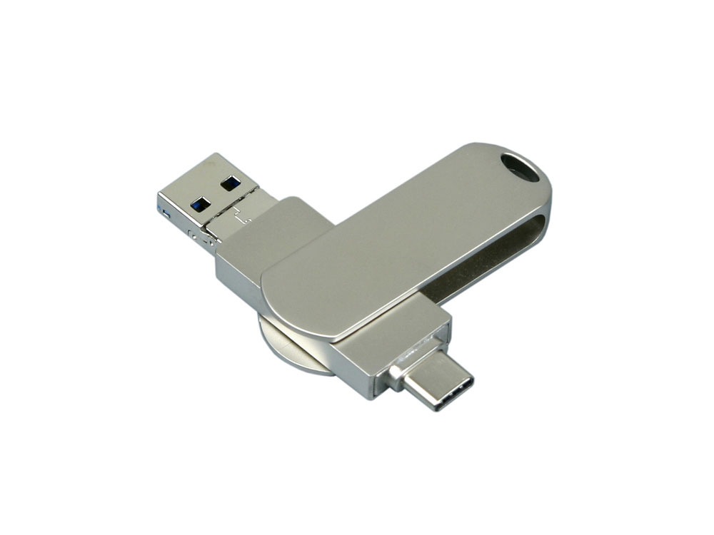 Металлическая флешка для айфона 3 в 1 (i-flash_TYPEC_3_in_1.32.S, I= 32 Гб USB 3.0, Металлический корпус. Без перс.)