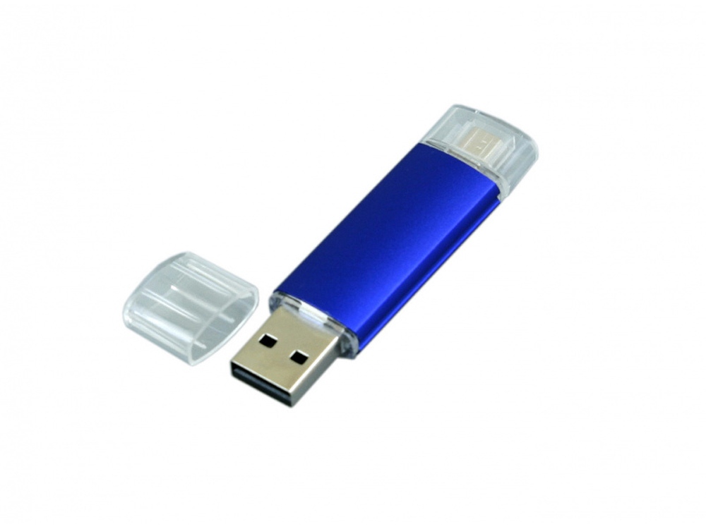 USB-флешка на 32 Гб.c дополнительным разъемом Micro USB, синий