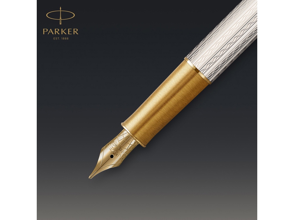 Перьевая ручка Parker Sonnet Silver Mistral GT, перо: M, цвет чернил: black, в подарочной упаковке