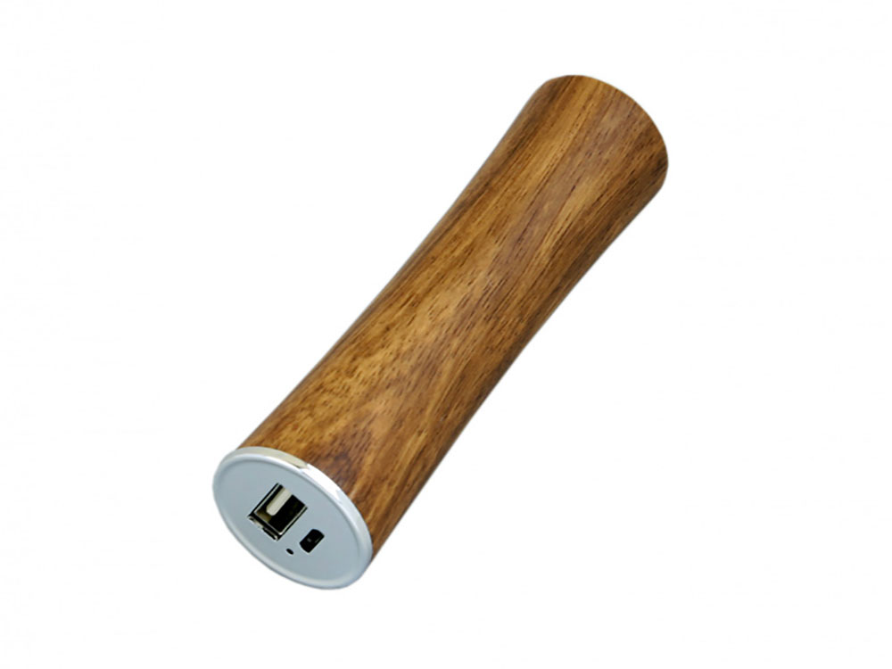 PB_wood2 Универсальное зарядное устройство power bank круглой формы. 2200MAH. Красный