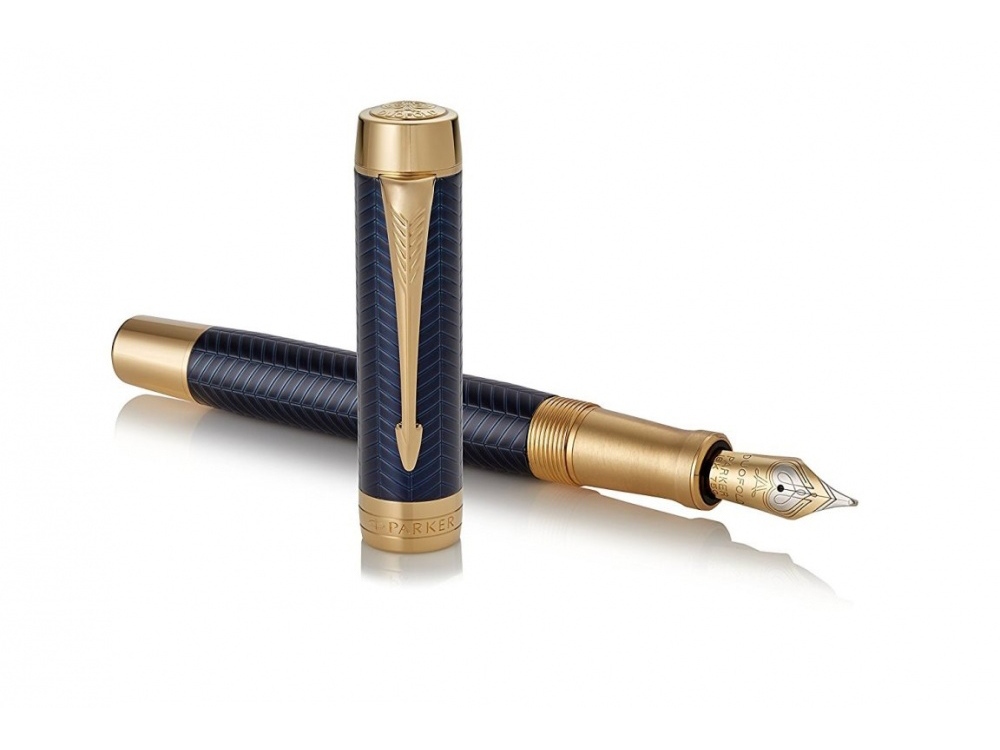 Перьевая ручка Parker Duofold Prestige Centennial, Blue Chevron GT Foutain Pen Fine, перо: F, цвет чернил: black, в подарочной упаковке.