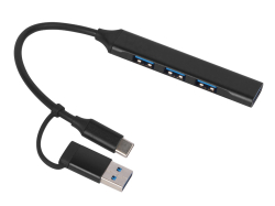 USB-хаб Link с коннектором 2-в-1 USB-C и USB-A, 2.0/3.0, черный