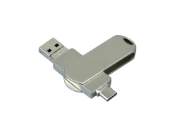 Металлическая флешка для айфона 3 в 1 (i-flash_TYPEC_3_in_1.128.S, I= 128 Гб USB 3.0, Металлический корпус. Без перс.)